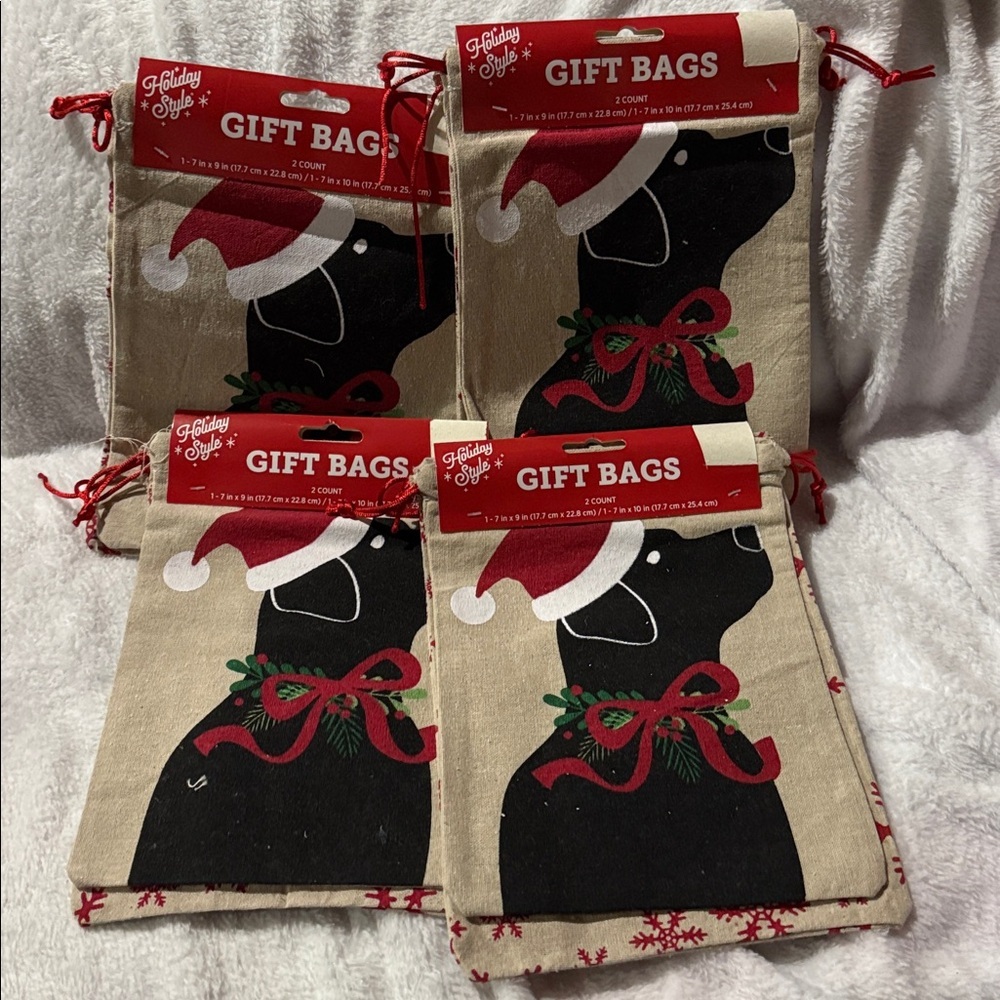Holiday Gift Bags with Festive dog Designs